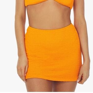 WeWoreWhat Bright Orange Textured Mini Skirt